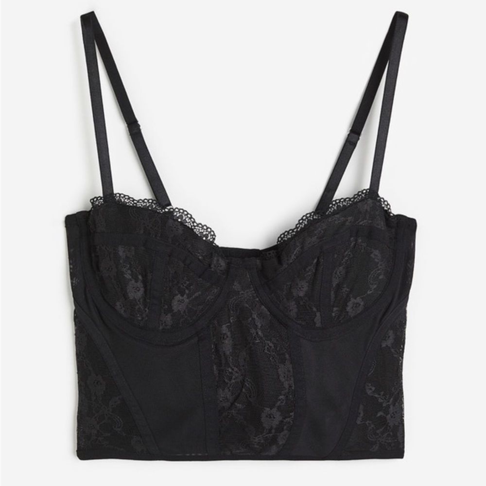 XL H&M LACE DETAIL MESH BUSTIER BRALETTE NWT